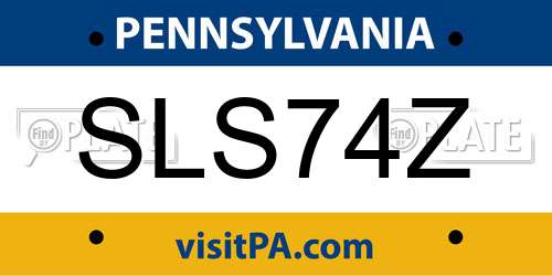 SLS74Z Pennsylvania License Plate