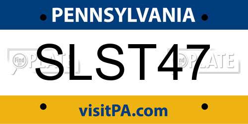 SLST47 Pennsylvania License Plate