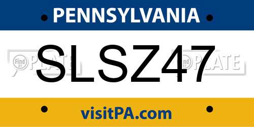 SLSZ47 Pennsylvania License Plate