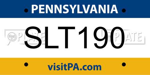 SLT190 Pennsylvania License Plate