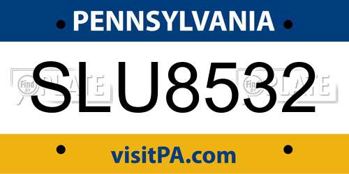 SLU8532 Pennsylvania License Plate