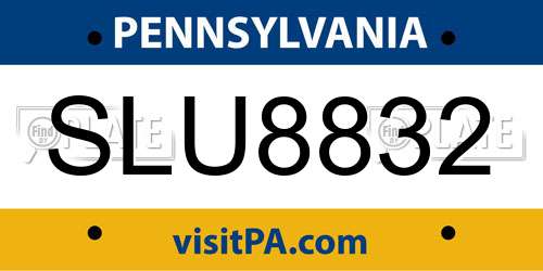 SLU8832 Pennsylvania License Plate
