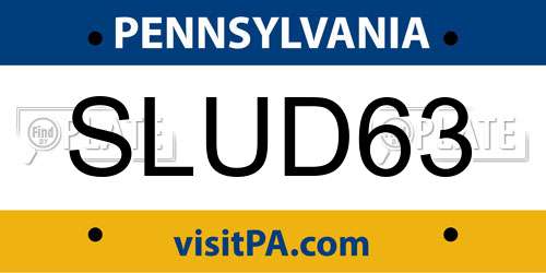 SLUD63 Pennsylvania License Plate