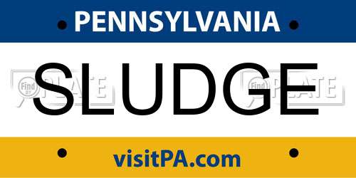 SLUDGE Pennsylvania License Plate