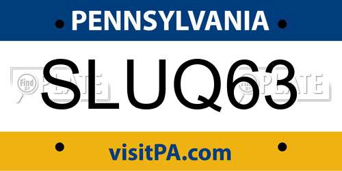 SLUQ63 Pennsylvania License Plate