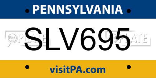 SLV695 Pennsylvania License Plate