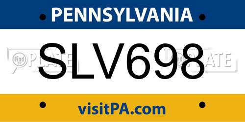 SLV698 Pennsylvania License Plate