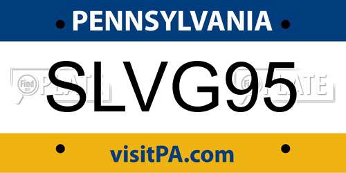 SLVG95 Pennsylvania License Plate