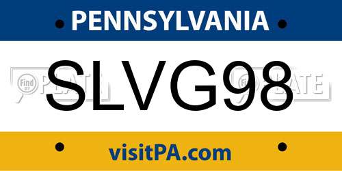 SLVG98 Pennsylvania License Plate