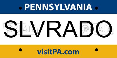 SLVRADO Pennsylvania License Plate