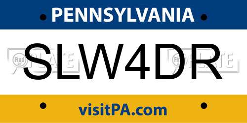 SLW4DR Pennsylvania License Plate
