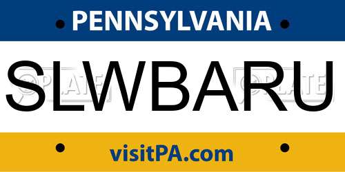 SLWBARU Pennsylvania License Plate