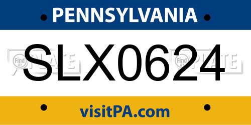 SLX0624 Pennsylvania License Plate