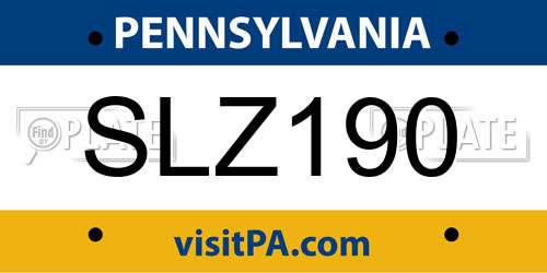 SLZ190 Pennsylvania License Plate