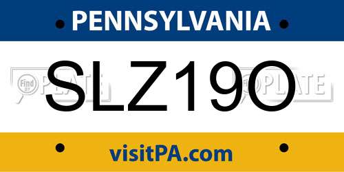SLZ19O Pennsylvania License Plate