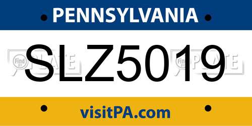 SLZ5019 Pennsylvania License Plate