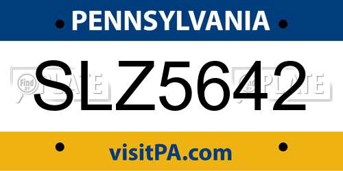 SLZ5642 Pennsylvania License Plate