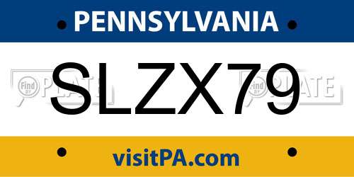 SLZX79 Pennsylvania License Plate