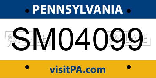 SM04099 Pennsylvania License Plate
