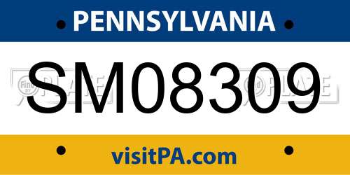 SM08309 Pennsylvania License Plate