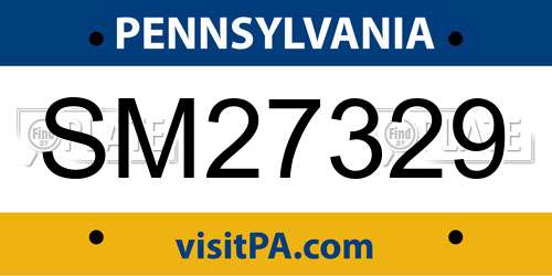 SM27329 Pennsylvania License Plate