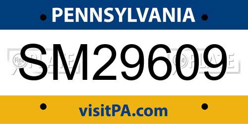 SM29609 Pennsylvania License Plate