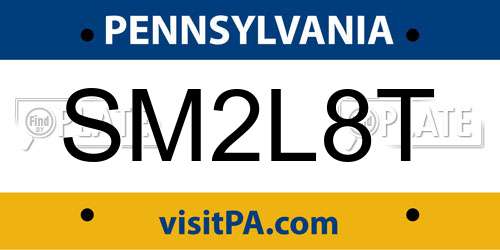 SM2L8T Pennsylvania License Plate
