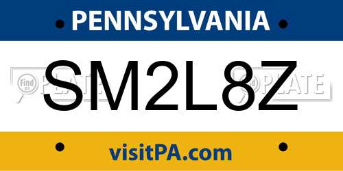 SM2L8Z Pennsylvania License Plate