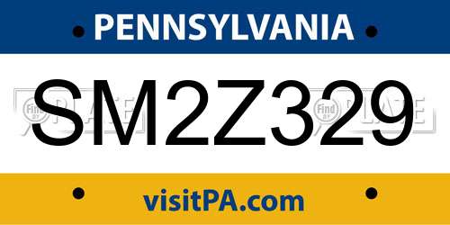 SM2Z329 Pennsylvania License Plate