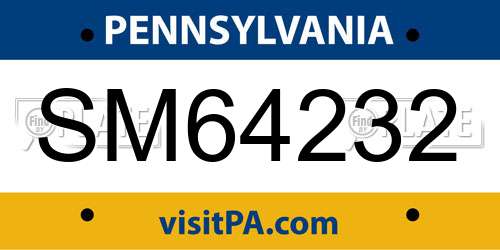 SM64232 Pennsylvania License Plate