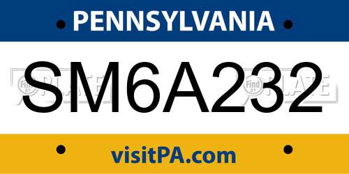 SM6A232 Pennsylvania License Plate