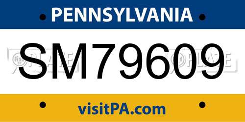 SM79609 Pennsylvania License Plate