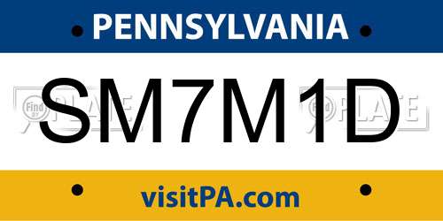 SM7M1D Pennsylvania License Plate