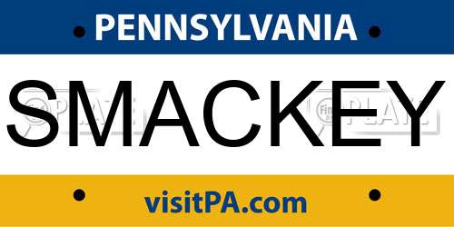 SMACKEY Pennsylvania License Plate