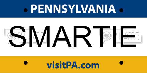 SMARTIE Pennsylvania License Plate