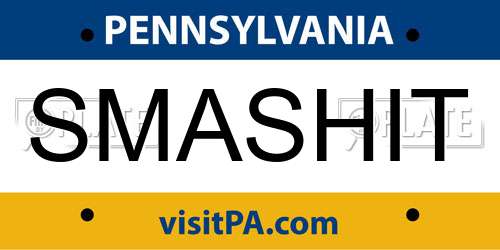 SMASHIT Pennsylvania License Plate