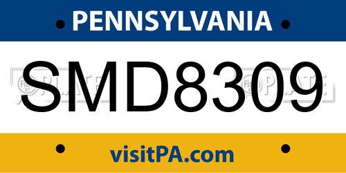 SMD8309 Pennsylvania License Plate