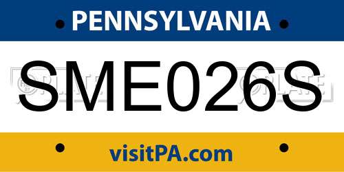 SME026S Pennsylvania License Plate
