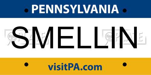 SMELLIN Pennsylvania License Plate