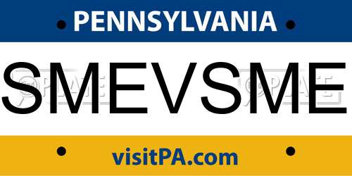SMEVSME Pennsylvania License Plate