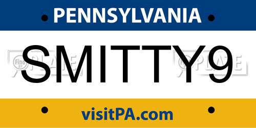 SMITTY9 Pennsylvania License Plate