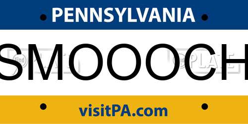 SMOOOCH Pennsylvania License Plate