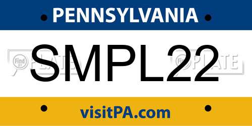 SMPL22 Pennsylvania License Plate