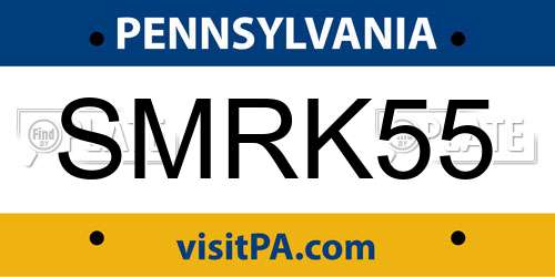 SMRK55 Pennsylvania License Plate