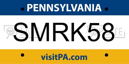 SMRK58 Pennsylvania License Plate