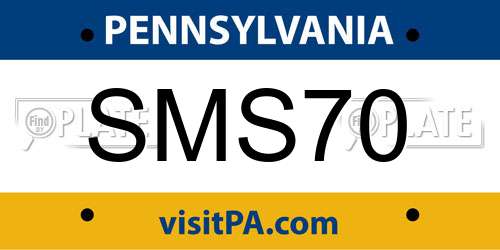 SMS70 Pennsylvania License Plate