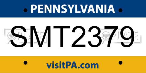 SMT2379 Pennsylvania License Plate