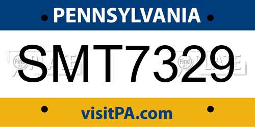 SMT7329 Pennsylvania License Plate
