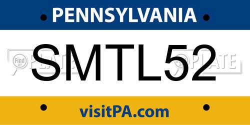 SMTL52 Pennsylvania License Plate