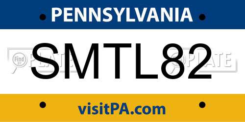 SMTL82 Pennsylvania License Plate